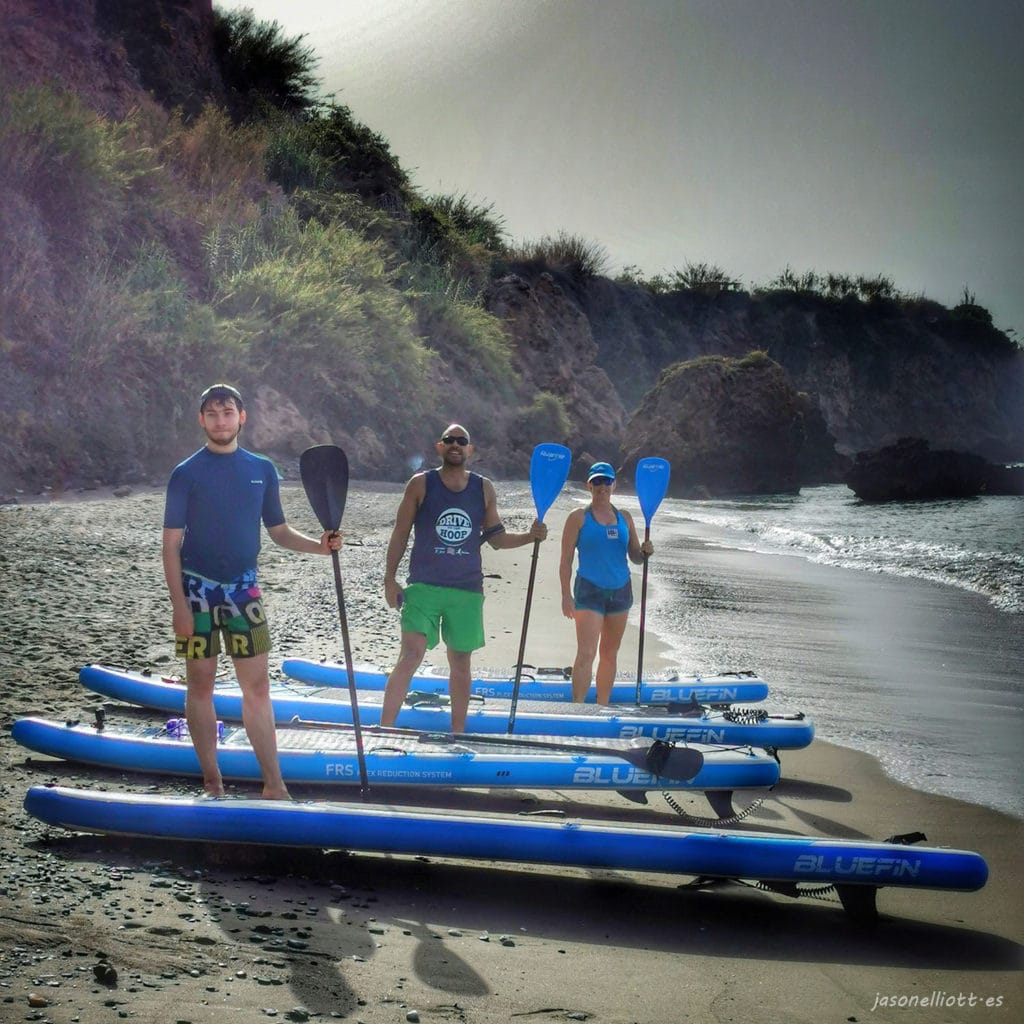 Paddleboarding around the secret beaches and cliffs between Nerja's Burrianna Beach and the waterfalls at Maro