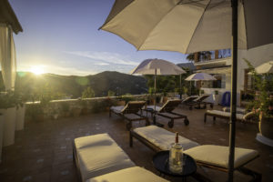 The sun goes down on the terrace at Malaga Hills B&B in Competa